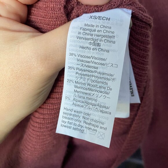 NWT Madewell Merino Wool and Alpaca Blend Burgundy Baybrook Knit Sweate Sz XS - Picture 5 of 6